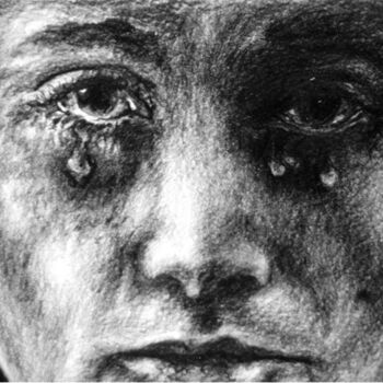 Dessin intitulée "Tears in my Eyes" par Nick Skarvelakis, Œuvre d'art originale, Crayon