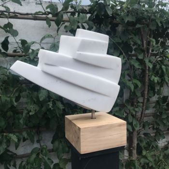 Sculpture titled "Dive in White" by Nick Vermeulen, Original Artwork, Stone