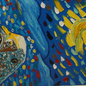 Картина под названием "moving goose on a c…" - Nick Kaliberda, Подлинное произведение искусства, Масло Установлен на Деревян…