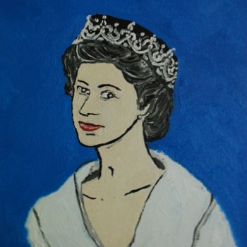 Painting titled "Queen Elizabeth in…" by Nick Kaliberda, Original Artwork, Oil Mounted on Wood Stretcher frame