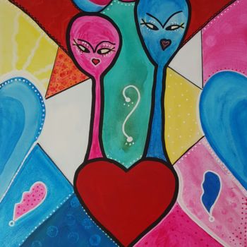 Painting titled "Lovers 1" by Nicki, Original Artwork, Acrylic