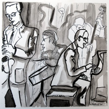 Dessin intitulée "jazz two" par Nicky Fitzgerald, Œuvre d'art originale