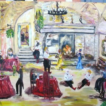 Painting titled "LE RESTAURANT PASSI…" by Nicky Neef, Original Artwork, Oil