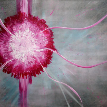 Ζωγραφική με τίτλο "Purple flower" από Nicolas Lesage, Αυθεντικά έργα τέχνης, Ακρυλικό