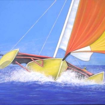 Peinture intitulée "Course en méditerra…" par Nico, Œuvre d'art originale, Autre