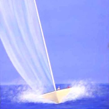 Pintura intitulada "Voile bleue" por Nico, Obras de arte originais, Outro