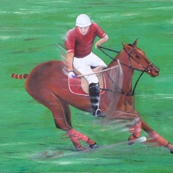 Schilderij getiteld "Joueur de polo" door Nico, Origineel Kunstwerk, Anders