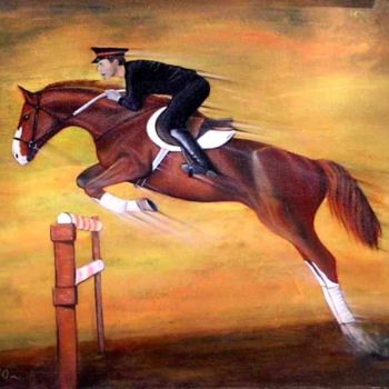 Painting titled "Saut d'obstacle" by Nico, Original Artwork, Other
