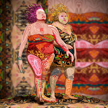 Digitale Kunst getiteld "Las pecadoras" door Nico Vincent, Origineel Kunstwerk, Digitaal Schilderwerk