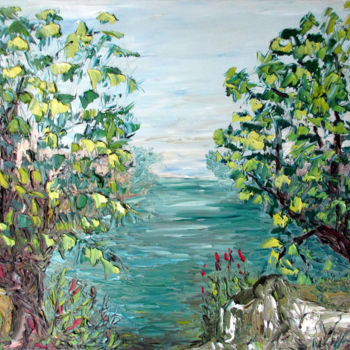 Malerei mit dem Titel "AU BORD DE L'EAU" von Nicodi, Original-Kunstwerk, Öl