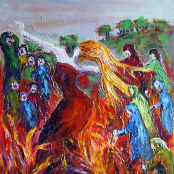 Peinture intitulée "CHASSE A LA SORCIERE" par Nicodi, Œuvre d'art originale, Acrylique