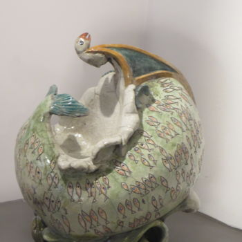Sculpture titled "Sur les Flots" by Nicola Deux, Original Artwork, Ceramics