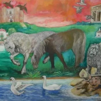 Pittura intitolato "Paesaggio arcaico" da Nicola Magrone, Opera d'arte originale, Olio