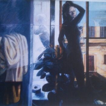 Painting titled "INTERNO ESTERNO" by Nicola Romilio, Original Artwork, Oil Mounted on Wood Stretcher frame
