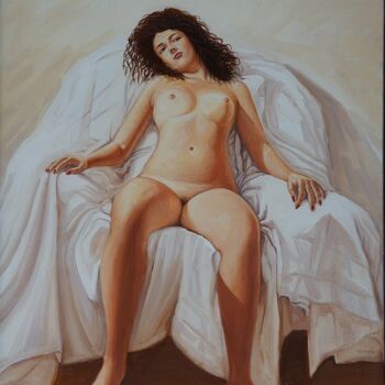 Ζωγραφική με τίτλο "nudo" από Nicola Romilio, Αυθεντικά έργα τέχνης, Λάδι Τοποθετήθηκε στο Ξύλινο φορείο σκελετό