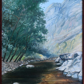 Malerei mit dem Titel "Il fiume Tronto" von Nicola Romilio, Original-Kunstwerk, Öl
