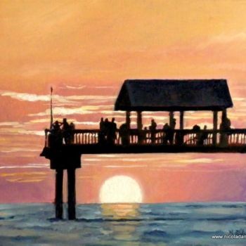 Painting titled "Sunset in Florida" by Nicola D Amelio, Original Artwork, Oil