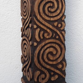 Sculpture titled "Decorative pole fro…" by Nicolae Teisanu, Original Artwork, Wood