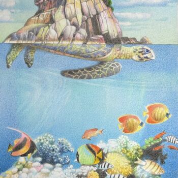 Pintura titulada "turtle" por Nicolai Ghibalenco, Obra de arte original, Lápiz