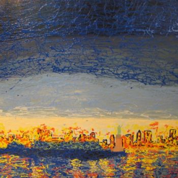 Painting titled "LIGHTS IN NEW YORK" by Morea Nicola, Original Artwork