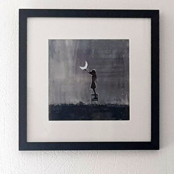 Painting titled "Décrocher la lune .…" by Nicolas Ayme, Original Artwork, Acrylic Mounted on Glass