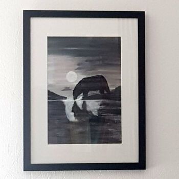 Schilderij getiteld "L'ours qui boit à l…" door Nicolas Ayme, Origineel Kunstwerk, Acryl Gemonteerd op Glas