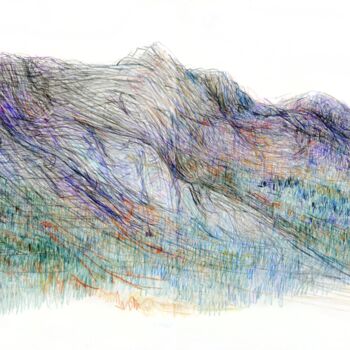 Dibujo titulada "Montagne qui navigue" por Nicolas Boldych, Obra de arte original, Lápiz