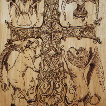 "Croix arménienne Té…" başlıklı Baskıresim Nicolas Bouriot (KRB1) tarafından, Orijinal sanat, Gravür