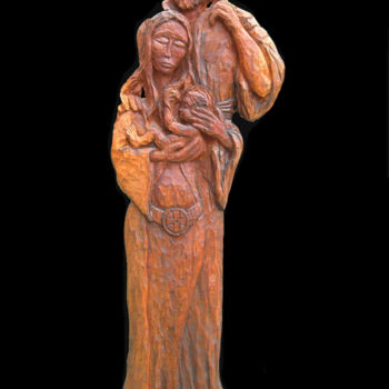 雕塑 标题为“Sainte Famille” 由Nicolas Bouriot (KRB1), 原创艺术品, 木