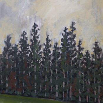 Pintura titulada "Forêt de sapins" por Nicolas Cavuoto, Obra de arte original, Oleo