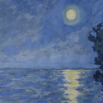 Painting titled "Clair de lune (2)" by Nicolas Cavuoto, Original Artwork, Oil