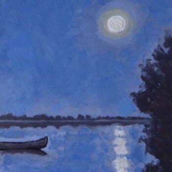 Pintura intitulada "La barque (2)" por Nicolas Cavuoto, Obras de arte originais, Óleo