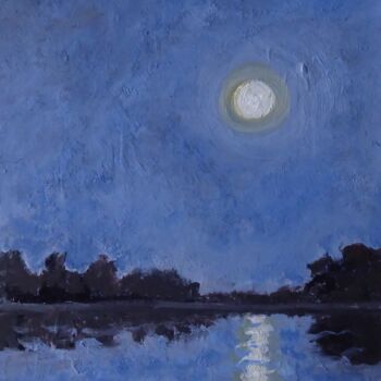 Painting titled "Clair de lune (3)" by Nicolas Cavuoto, Original Artwork, Oil