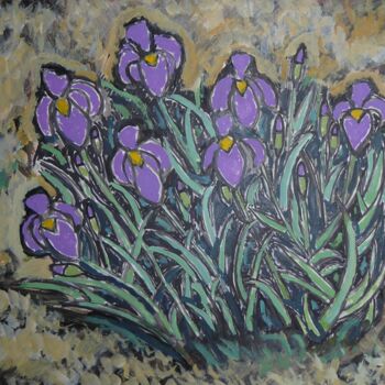 Pintura intitulada "Les iris (1)" por Nicolas Cavuoto, Obras de arte originais, Óleo