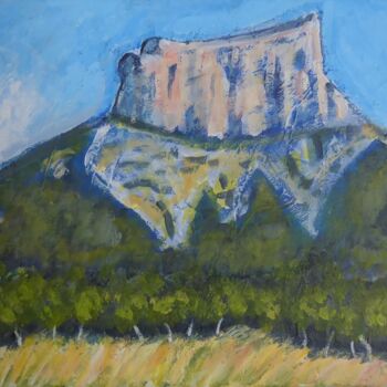 Painting titled "Le Mont Aiguille (4)" by Nicolas Cavuoto, Original Artwork, Oil Mounted on Wood Stretcher frame