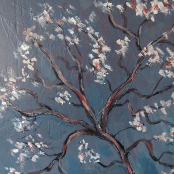 Картина под названием "Branche d'amandier" - Nicolas Cavuoto, Подлинное произведение искусства, Масло Установлен на Деревянн…