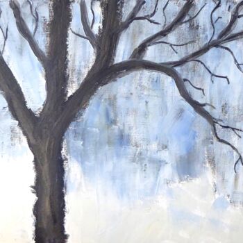 Pintura intitulada "L'arbre solitaire" por Nicolas Cavuoto, Obras de arte originais, Óleo Montado em Armação em madeira