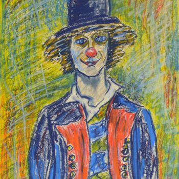 Painting titled "Le clown" by Nicolas Cavuoto, Original Artwork, Pastel