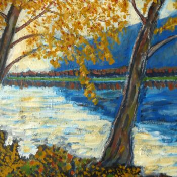 Картина под названием "Le lac de Valbonnai…" - Nicolas Cavuoto, Подлинное произведение искусства, Масло Установлен на Деревя…