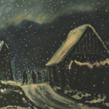 Malerei mit dem Titel "Hiver" von Nicolas Cavuoto, Original-Kunstwerk, Öl