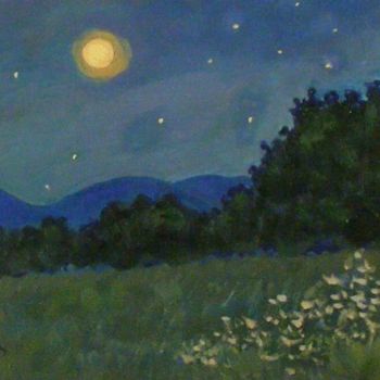 Peinture intitulée "Nuit d'été en Savoie" par Nicolas Cavuoto, Œuvre d'art originale, Huile