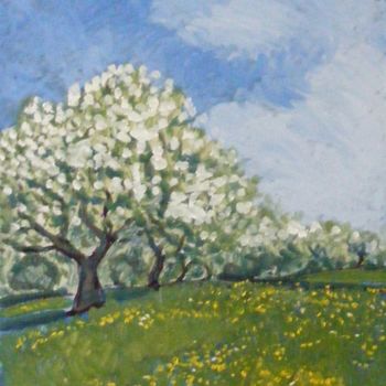 Pintura titulada "Les cerisiers" por Nicolas Cavuoto, Obra de arte original, Oleo