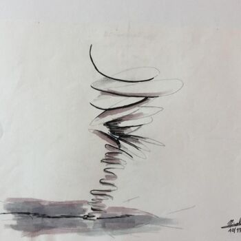 Drawing titled "The Determinator" by Nicolas Chammat, Original Artwork, Watercolor