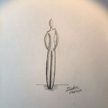 Desenho intitulada "Human Tower" por Nicolas Chammat, Obras de arte originais, Lápis