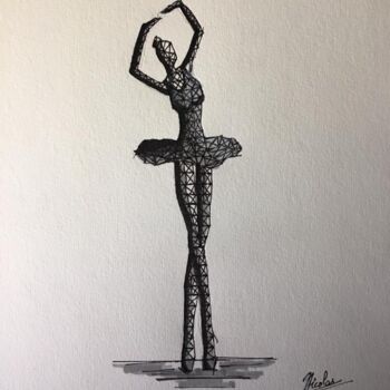 Drawing titled "Ballerina Sculpture" by Nicolas Chammat, Original Artwork, Marker