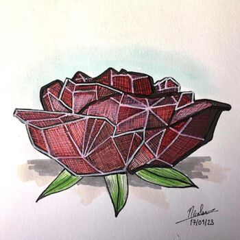 Drawing titled "Rose Building" by Nicolas Chammat, Original Artwork, Marker