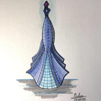 Dessin intitulée "Star Tower" par Nicolas Chammat, Œuvre d'art originale, Crayon