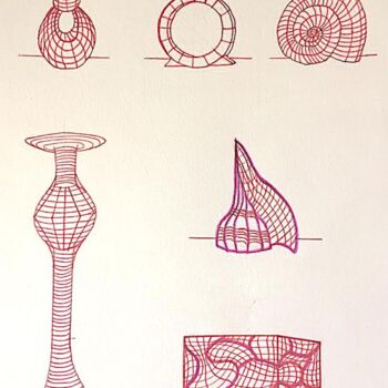 Tekening getiteld "Futuristic Towers 2" door Nicolas Chammat, Origineel Kunstwerk, Marker