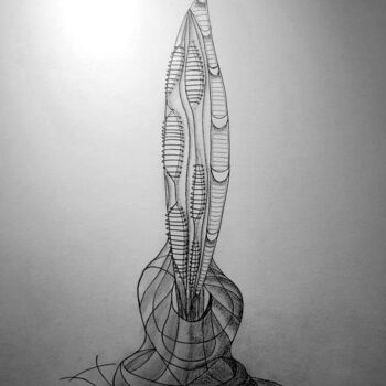 Drawing titled "Birth Tower" by Nicolas Chammat, Original Artwork, Graphite