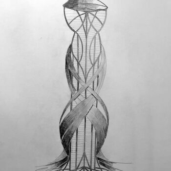 Drawing titled "Light Tower" by Nicolas Chammat, Original Artwork, Graphite
